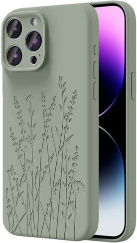 حافظة مغناطيسية متوافقة مع حافظة iPhone 16 Pro، متوافقة مع Magsafe، حماية الكاميرا، حافظة هاتف من السيليكون السائل لطيفة ومتينة للنساء والفتيات، منقوشة بزهرة خضراء منتصف الليل in Kuwait