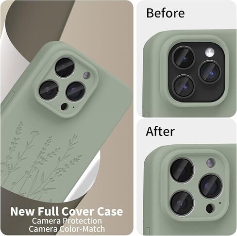 حافظة مغناطيسية متوافقة مع حافظة iPhone 16 Pro، متوافقة مع Magsafe، حماية الكاميرا، حافظة هاتف من السيليكون السائل لطيفة ومتينة للنساء والفتيات، منقوشة بزهرة خضراء منتصف الليل in Kuwait