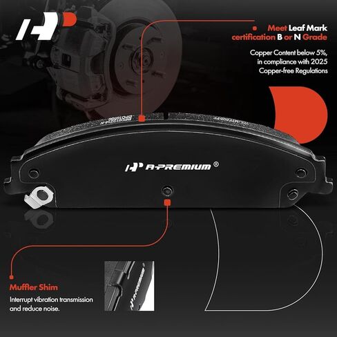 A-Premium Front Ceramic Disc Brake Pads Set Compatible with Select Chrysler and Dodge Models - 200/Avenger 2013-2014, 300 2005-2020, Caliber 2008-2009, Challenger 2009-2020, Charger 2006-2020, Magnum in Kuwait