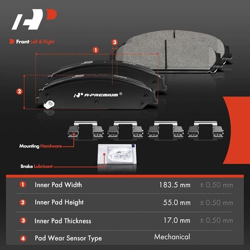 A-Premium Front Ceramic Disc Brake Pads Set Compatible with Select Chrysler and Dodge Models - 200/Avenger 2013-2014, 300 2005-2020, Caliber 2008-2009, Challenger 2009-2020, Charger 2006-2020, Magnum in Kuwait
