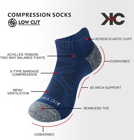 Anti-odor Low Cut Ankle Socks For Men & Women (4 Pairs) Cushioned Arch Support Socks in Kuwait