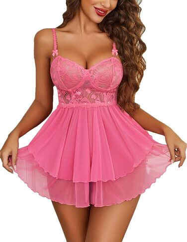 Avidlove Womens Babydoll Lingerie Lace Chemise Floral Sexy Nightgown Embroidered Lingerie Dress Boudoir Nightie in Saudi Arabia