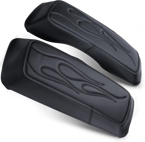 MoKitDora Saddlebag غطاء حمالة الصدر يغطي جلد ستوكات متوافق مع 1993-2013 Harley Touring FL Road King Road Glide Electra Glide Street Glide، مخيط باللهب in Kuwait