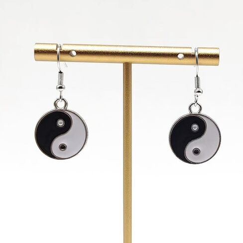 Yin Yang Symbol Tai Chi Bagua Duality Drop Earrings for Women, Enamel Black White Tai Chi Yin Yang Dangle Drop Earrings in Saudi Arabia