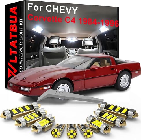 مجموعة أدوات الإضاءة الداخلية LED بديلة لسيارة Chevy Corvette C4 1984 1985 1986 1987 1988 1989 1990 1991 1992 1993 1994 1995 1996، مصابيح بيضاء فائقة السطوع 6000K + أداة تثبيت in Kuwait