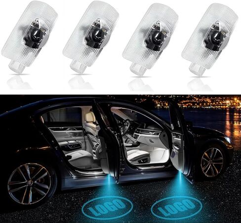 TINSKY 4 قطع شعار ضوء باب السيارة LED شعار ضوء السيارة متوافق مع الملحقات A B C E M GL GLA GLC GLE GLS Class W205 W213 W176 W166 3D Ghost Shadow Light ترقية جهاز عرض ترحيبي in Saudi Arabia