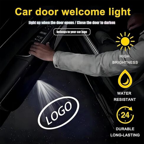 TINSKY 4 قطع شعار ضوء باب السيارة LED شعار ضوء السيارة متوافق مع الملحقات A B C E M GL GLA GLC GLE GLS Class W205 W213 W176 W166 3D Ghost Shadow Light ترقية جهاز عرض ترحيبي in Saudi Arabia