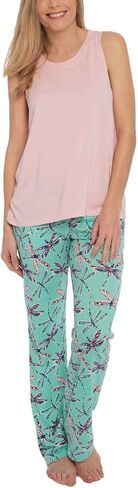 مونكي مونكي للسيدات فتحة رقبة واسعة وظهر مقسم، طقم بيجامة فائق النعومة مكون من 3 قطع (أخضر، X-Large) in Kuwait