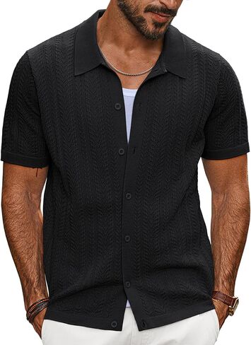 PJ بول جونز الرجال قمصان متماسكة قصيرة الأكمام زر أسفل قميص بولو الأزياء الجوف خارج الملمس عارضة الصيف الشاطئ قميص in Kuwait