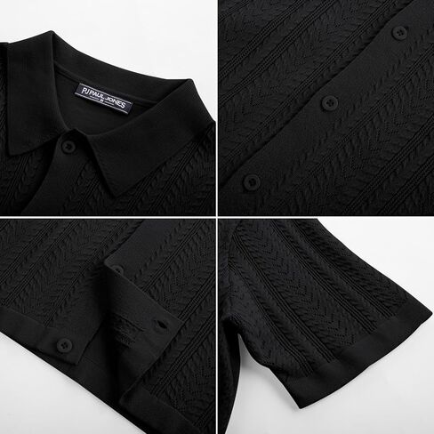 PJ بول جونز الرجال قمصان متماسكة قصيرة الأكمام زر أسفل قميص بولو الأزياء الجوف خارج الملمس عارضة الصيف الشاطئ قميص in Kuwait