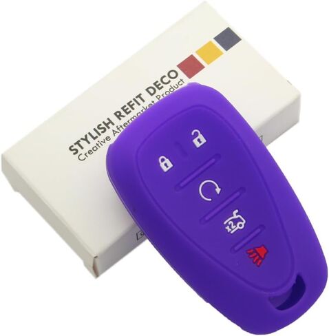 SEGADEN Silicone Cover Protector Case Holder Skin Jacket Compatible with Chevrolet 5 Button Smart Remote Key Fob 4+1 BTN CV4619 Deep Purple in Kuwait