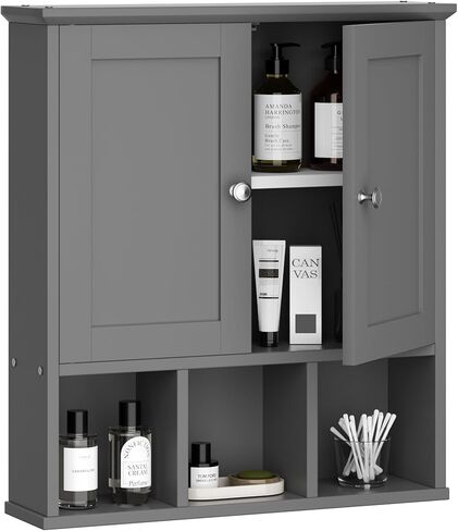 Shintenchi Bathroom Wall Cabinet with Door, Over The Toilet Medicine Cabinet with Adjustable Shelf & Open Shelf, White in Saudi Arabia