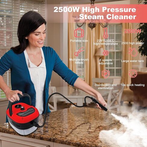 Handheld SteamShot Cleaner, Multipurpose Portable High Pressure Steamer with Safety Lock and Accessories for Carpet, Couch, Clothes,Upholstery,Kitchen, Bathroom，Furniture,Yellow in Saudi Arabia