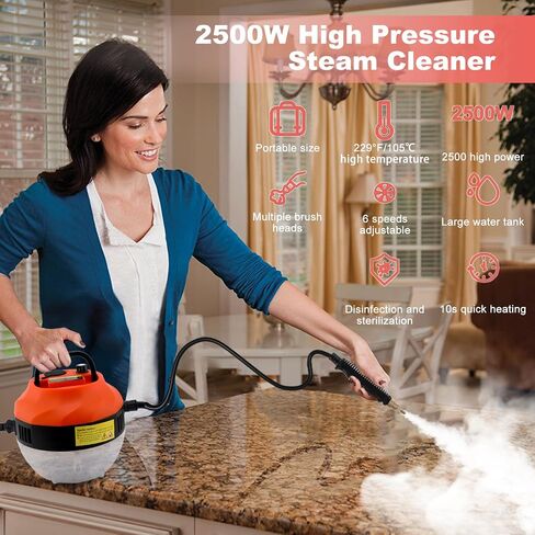 Handheld SteamShot Cleaner, Multipurpose Portable High Pressure Steamer with Safety Lock and Accessories for Carpet, Couch, Clothes,Upholstery,Kitchen, Bathroom，Furniture,Yellow in Saudi Arabia