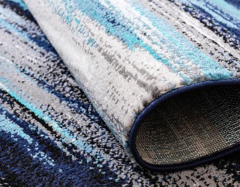 سجادة منطقة Loom Metro Collection الفريدة (7' 1" × 10' مستطيلة، أزرق داكن/بيج) in Kuwait