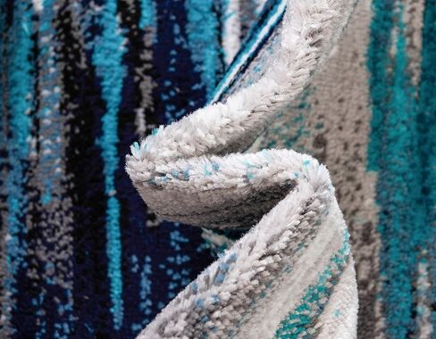 سجادة منطقة Loom Metro Collection الفريدة (7' 1" × 10' مستطيلة، أزرق داكن/بيج) in Kuwait