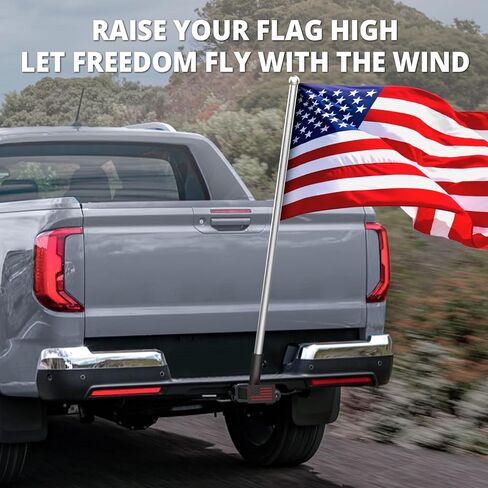 Boslla Hitch Flag Pole Holder, Trailer Hitch Flagpole Mount Universal for Standard 2 inch Hitch Receivers, Compatible with Truck Jeep Pickup RV SUV (Black&Red) in Kuwait