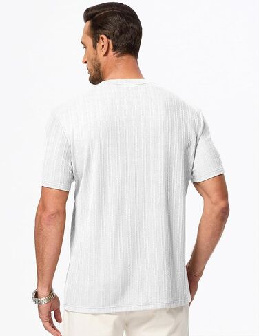 JMIERR Men's Short Sleeve Shirts Casual Crewneck Pullover T-Shirt Stretch Textured Tee Shirts with Pocket in Kuwait