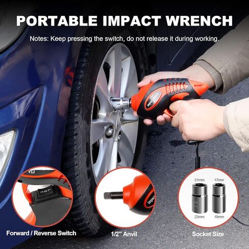 Electric Car Jack Kit, 5 Ton Hydraulic Car Jack with Inflator Pump, 12V Portable Car Jack with LED Light for SUV MPV Sedan, Lifting Range 6 to 17.7 Inch (Red) in Kuwait