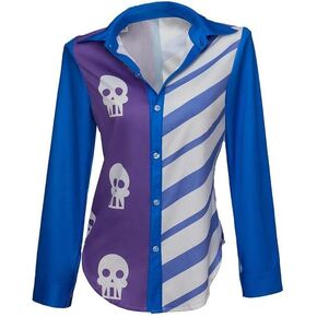 LoliMiss Sarah Lynn Cosplay Costume Shirt Women's Blue Print Skull Shirt Button-down Shirt Halloween Top