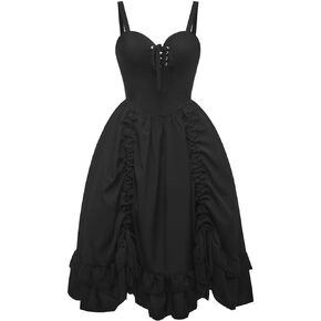 Abaowedding Women Renaissance Dress Victorian Sleeveless Lace Up Costume Dress