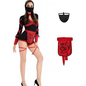 Ainiel Ninja Costume Women With Mask Ninja Adult Costume for Womens Full Set for Halloween Dress Up