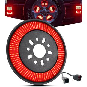 Spare Tire Brake Light Upgrade Red 3rd Third Brake Light & RGB Daytime Running Light Compatible with 2007-2024 JK JKU JL JLU JT