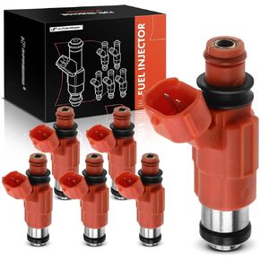 A-Premium Fuel Injectors Compatible with Chrysler Sebring 2001-2005 & Dodge Stratus & Mitsubishi Eclipse Galant, 3.0L, Gas, Set of 6
