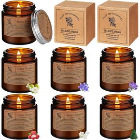 6 Pcs Scented Candle Soy Wax Candles Aromatherapy Candles for Women 6 Scents Long Lasting Soy Candle Gift Set in Glass Jar for Men Birthday Coworker Employee Anniversary