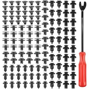 131PCS 6 in 1 Fender Liner Retainer Clips 90682-SEA-003, Front Bumper Fasteners 91512-SX0-003, Push-Type Rivets 91505-S9A-003 Compatible with Honda Acura Accord Civic CR-V Fit Odyssey