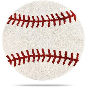 Cool Baseball Rug for Men Room Decor 36" Non Slip Kid Rug for Aesthetic Bathroom & Area Rugs Fun Decor Microfiber Fluffy Rug for y2k Room Decor-Cute Rug