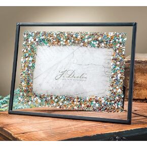 4x6 Picture Frame Colorful Fused Stained Glass Tabletop Photo Display Easel Back Pic 456-46HV