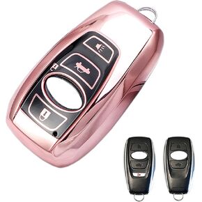 Soft TPU Remote Smart Car Key Fob Cover Case Fit for Subaru Legacy Forester Crosstrek Impreza WRX Ascent Outback Smart Remote 2019 2020 2021 (Pink)