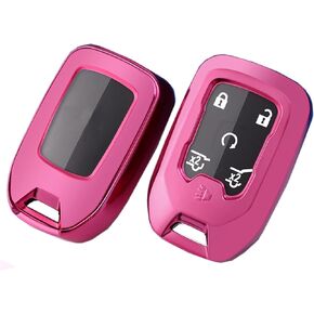 Key Fob Cover Case Fit for GMC Sierra Acadia Terrain Yukon Chevy Silverado Suburban Tahoe (Red)