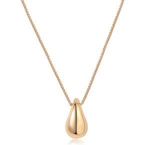 Dainty Gold Necklace for Women, 14K Gold Plated Pear Pendent Necklace Teardrop Pendent Necklace Gold Jewelry for Women