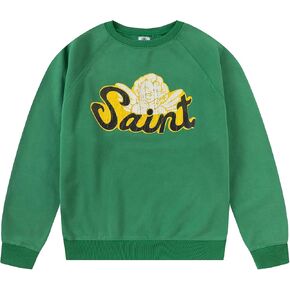 Arnodefrance Saint Letter Graphic Sweatshirt Vintage Oversized Cotton Sweatshirts Pullover Green