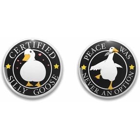 Funny Silly Goose Pins, Pinback Buttons Cute Animal Round Badge Fashion Pins Set for Clothes Bag Backpack Men Women