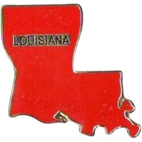 Louisiana State Shaped Map Collectible Lapel Pin, Red