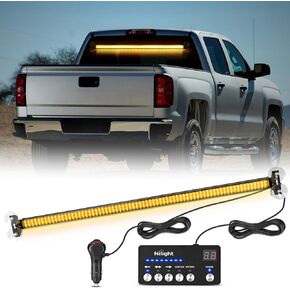 Nilight 144LED Traffic Advisor Strobe Light Bar with Controller Amber White Emergency Warning Lights Hazard Interior Front/Rear Windshield Flashing Light for Cars Plow Trucks Construction Vehicles