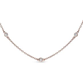 B. BRILLIANT Short Collar Choker CZ Station Chain Necklace for Women Sterling Silver Necklaces, 13 Inches plus 3 Inch Extender