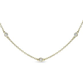 B. BRILLIANT Short Collar Choker CZ Station Chain Necklace for Women Sterling Silver Necklaces, 13 Inches plus 3 Inch Extender in Kuwait