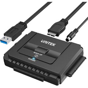 Unitek USB C to SATA 6Gbps IDE Adapter External Hard Drive Adapter Converter Kit for Universal 2.5/3.5 inch HDD/SSD Hard Drive Disk, DVD-ROM/CD-ROM/CD-RW, with USB A Connector & 12V/2A Power Adapter