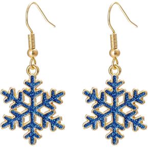 Christmas Snowflake Earrings for Women Sparkly Snowflake Drop Dangle Earrings Colorful Winter Earrings Xmas Christmas Jewelry