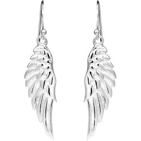 AeraVida Enchanting Shiny Everyday Angel's Wing .925 Sterling Silver Dangle Earrings | Casual Sterling Silver Dangle Earring for Women | Jewelry Gift