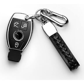 Autophone متوافق مع غطاء مفتاح Mercedes Benz Key Fob، غطاء حماية خاص ناعم من مادة TPU لمفتاح C E G S M GL CLS CLK G Class بدون مفتاح ذكي Fob-أسود in Kuwait