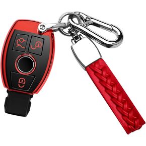 Autophone متوافق مع غطاء مفتاح Mercedes Benz Key Fob، غطاء حماية خاص ناعم من مادة TPU لمفتاح C E G S M GL CLS CLK G Class بدون مفتاح ذكي Fob-أسود