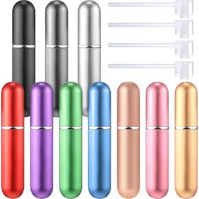 Boao 10 Pieces Travel Perfume Atomizer Portable Mini Refillable 5 ml Perfume Empty Spray Bottle Compatible with 4 Pieces Perfume Dispenser Pump Transfer Tool for Travel