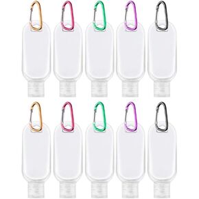 TSA Approved Travel Bottles for Toiletries, 1.7oz Portable Plastic Leakproof Squeeze Bottles with Flip Cap and Keychain- Empty Refillable Containers for Hand Sanitizer Shampoo Conditioner (10 Pcs)