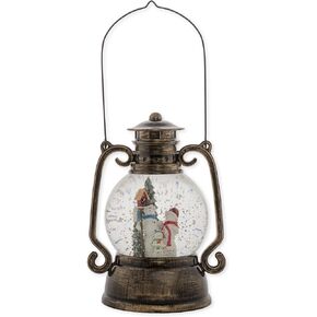 Snowman Family Lantern 11 Inch Tabletop Holiday Glitter Dome Snowglobe