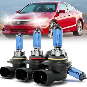 for 1995-2012 Honda Accord Halogen Headlights Lights Bulbs Combo, 4pcs Super Bright 5000K White High & Low Beam Headlamps Blubs Package